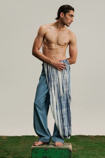 Aylin Denim Tie-dye Draped Trousers (Men)